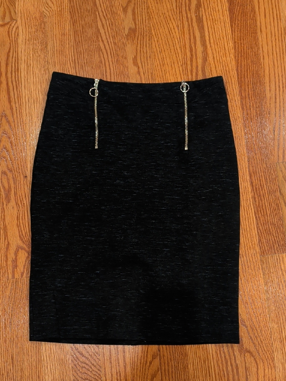 Ann Taylor Dark Grey Pencil Skirt with Gold Zippers.